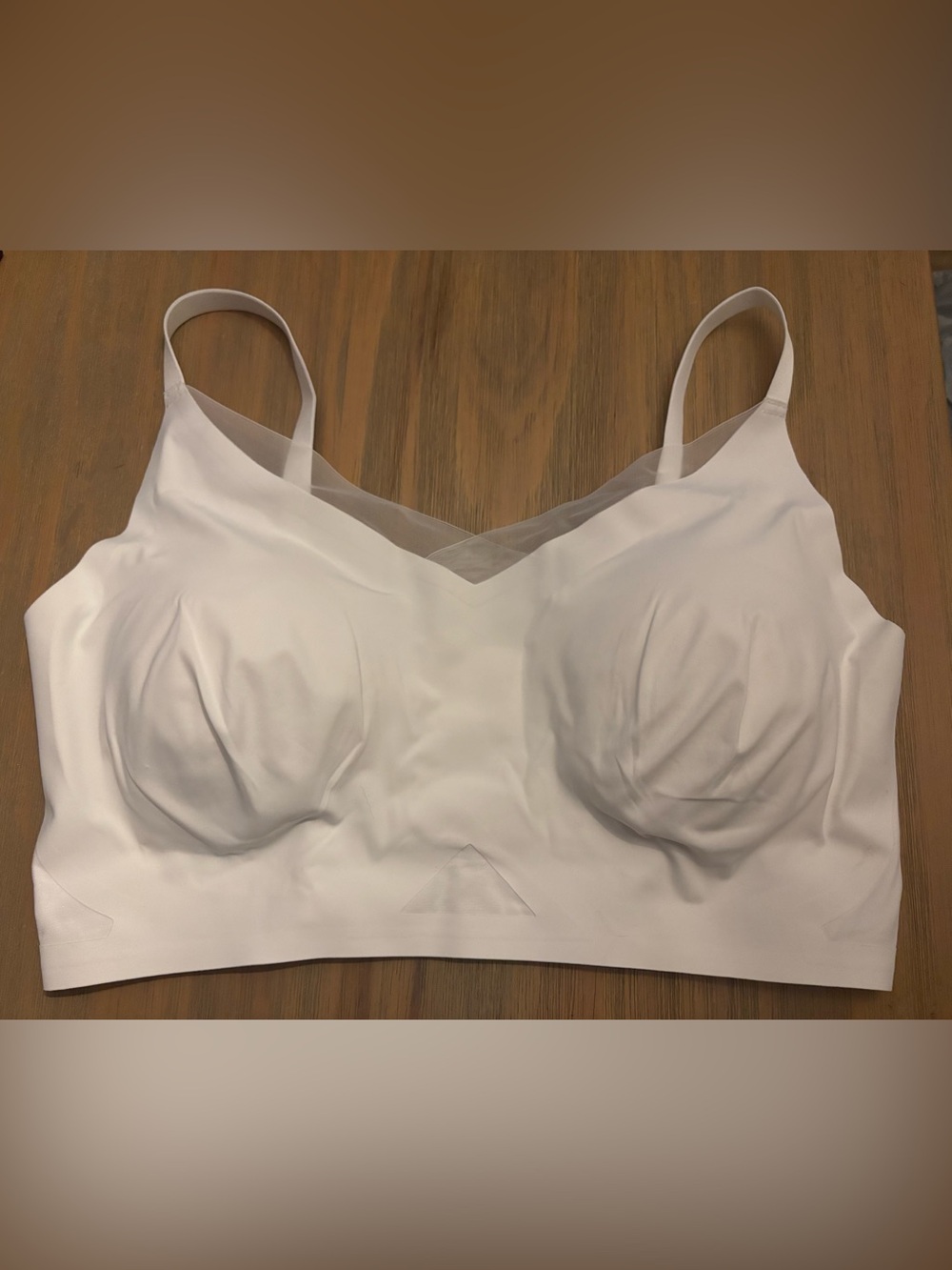 NWOT Rhonda Shear White Invisible Edge Mesh Cutout Wireless Bra 3X Style 9609